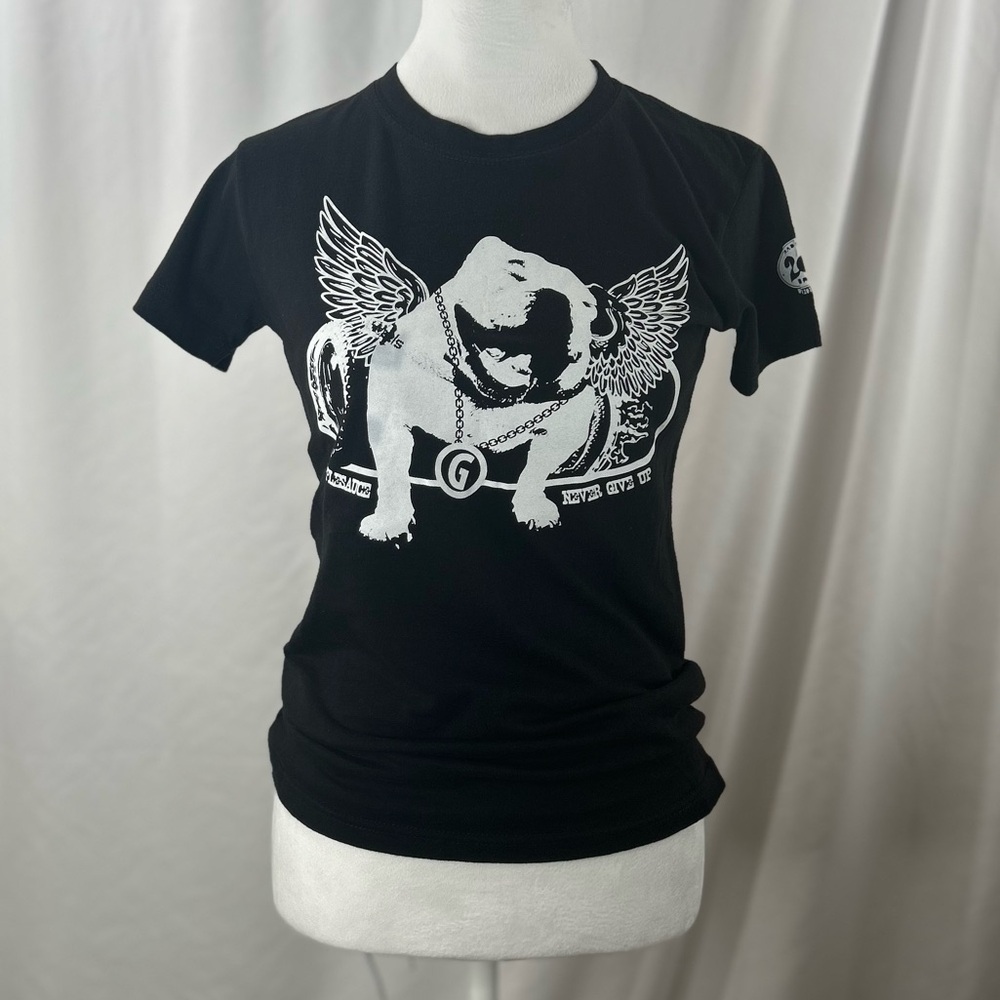 Griffin the Bulldog Black Graphic T Shirt size Small EUC made by 207 Brand